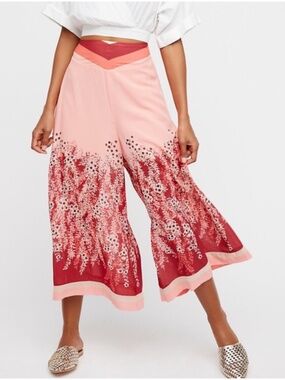 Free People Off The Grid Chiffon Floral Printed Culottes Size Medium